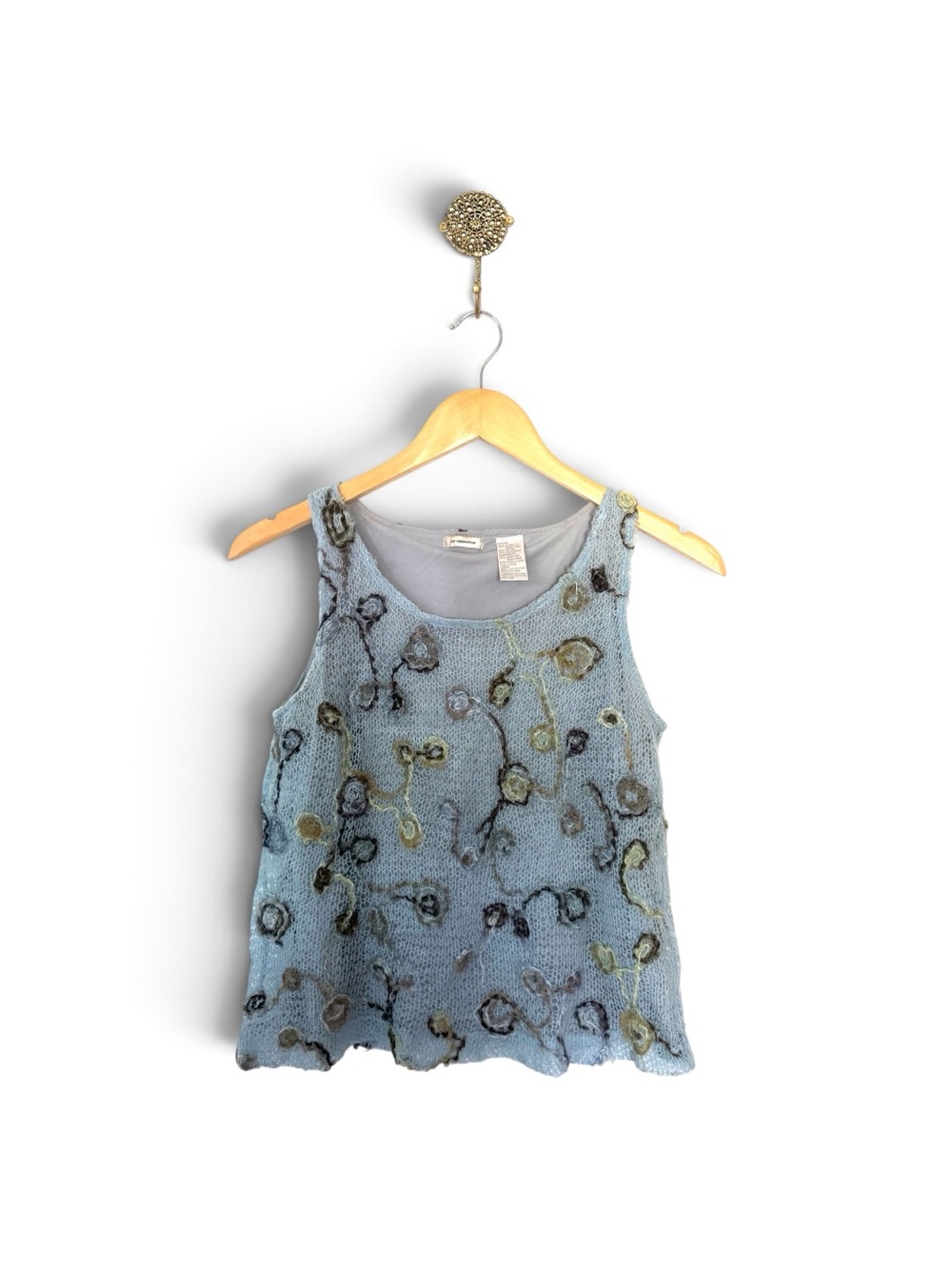 VINTAGE Cooperative Embroidered Floral Tank | Kid Mohair | M Cottagecore